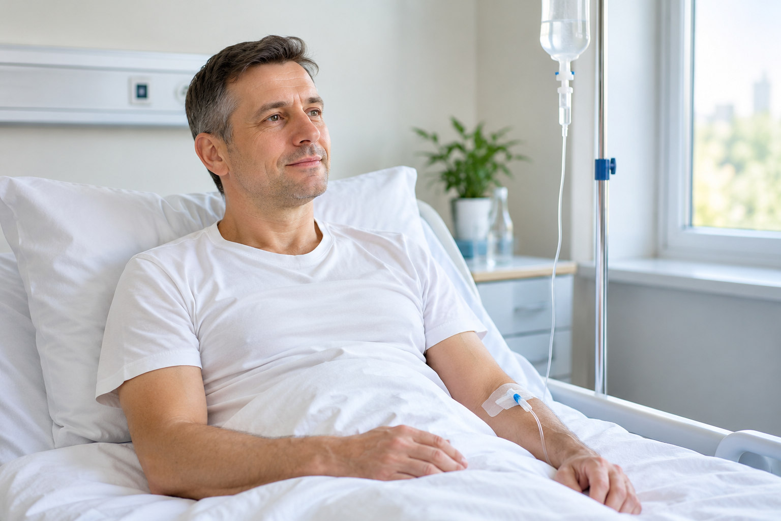 Пациент стабилизируется в палате после экстренного вывода из запоя